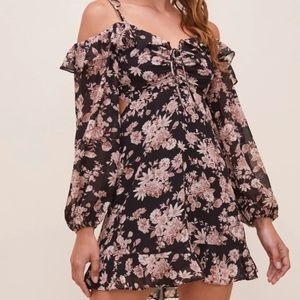 ASTR The Label Anastasia Cold Shoulder Floral Dress,‎ Cutout Back, Size S